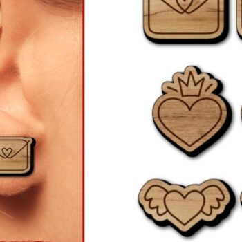 Intra απο ξύλο plywood 3mm-4mm πάχος – Αρχείο κοπής με λέιζερ σκουλαρίκια για την ημέρα του Αγίου Βαλεντίνου Δίασταση  5x5 cm INTRAFABR-55746266 - Image 6