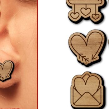 Intra απο ξύλο plywood 3mm-4mm πάχος – Αρχείο κοπής με λέιζερ σκουλαρίκια για την ημέρα του Αγίου Βαλεντίνου Δίασταση  5x5 cm INTRAFABR-55746266 - Image 7