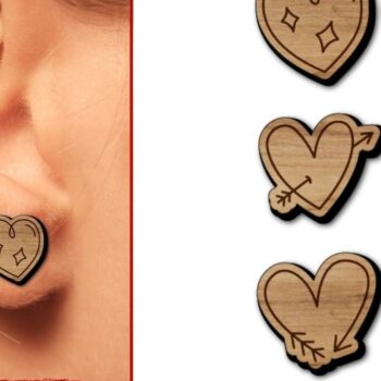 Intra απο ξύλο plywood 3mm-4mm πάχος – Αρχείο κοπής με λέιζερ σκουλαρίκια για την ημέρα του Αγίου Βαλεντίνου Δίασταση  5x5 cm INTRAFABR-55746266 - Image 8