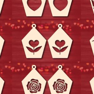 Intra απο ξύλο plywood 3mm-4mm πάχος – Σετ με λέιζερ σκουλαρίκια για την ημέρα του Αγίου Βαλεντίνου Δίασταση  5x5 cm INTRAFABR-78082449