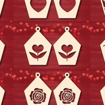 Intra απο ξύλο plywood 3mm-4mm πάχος – Σετ με λέιζερ σκουλαρίκια για την ημέρα του Αγίου Βαλεντίνου Δίασταση  5x5 cm INTRAFABR-78082449 - Image 1