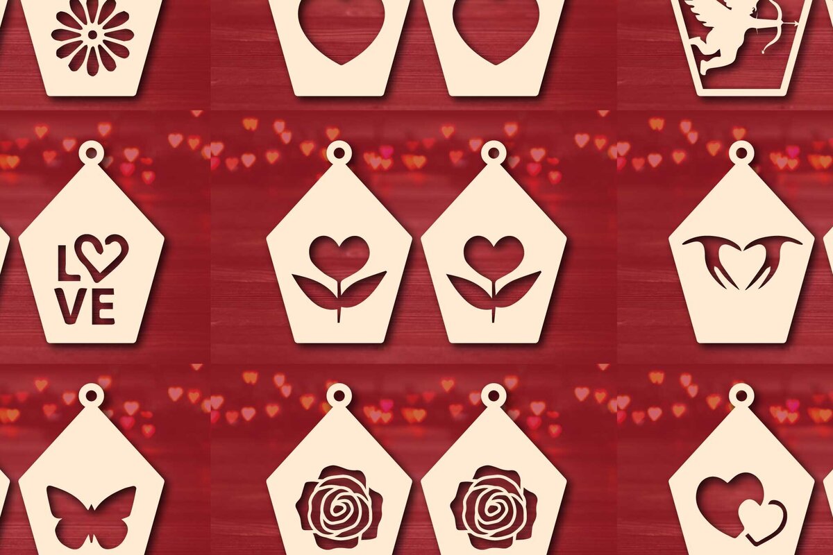 Intra απο ξύλο plywood 3mm-4mm πάχος – Σετ με λέιζερ σκουλαρίκια για την ημέρα του Αγίου Βαλεντίνου Δίασταση  5x5 cm INTRAFABR-78082449