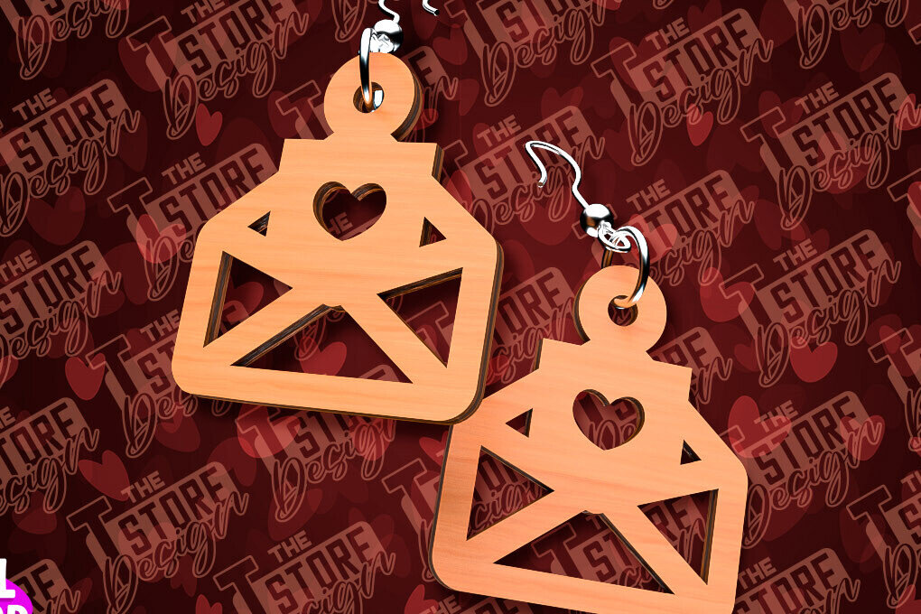 Intra απο ξύλο plywood 3mm-4mm πάχος – Σκουλαρίκια για την Ημέρα του Αγίου Βαλεντίνου με Δίασταση  5x5 cm INTRAFABR-90419714