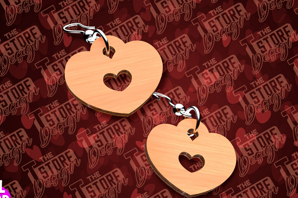 Intra απο ξύλο plywood 3mm-4mm πάχος – Σκουλαρίκια για την Ημέρα του Αγίου Βαλεντίνου με Δίασταση  5x5 cm INTRAFABR-90419758