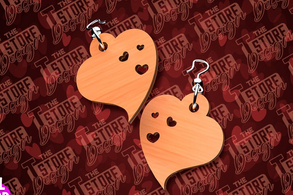 Intra απο ξύλο plywood 3mm-4mm πάχος – Σκουλαρίκια για την Ημέρα του Αγίου Βαλεντίνου με Δίασταση  5x5 cm INTRAFABR-90419806