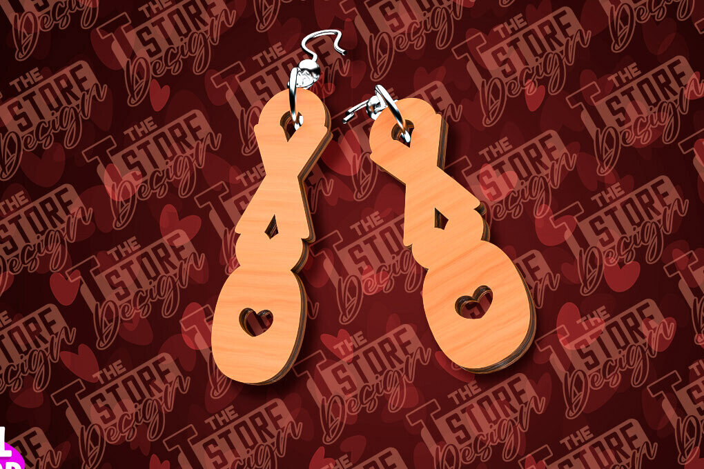 Intra απο ξύλο plywood 3mm-4mm πάχος – Σκουλαρίκια για την Ημέρα του Αγίου Βαλεντίνου με Δίασταση  5x5 cm INTRAFABR-90419904