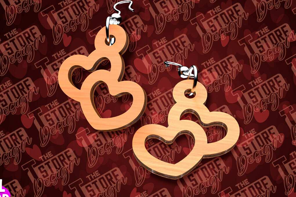 Intra απο ξύλο plywood 3mm-4mm πάχος – Σκουλαρίκια για την Ημέρα του Αγίου Βαλεντίνου με Δίασταση  5x5 cm INTRAFABR-90419522