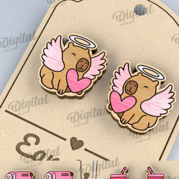 Intra απο ξύλο plywood 3mm-4mm πάχος – Πακέτο LaserCut με σκουλαρίκια για την ημέρα του Αγίου Βαλεντίνου Δίασταση  5x5 cm INTRAFABR-110111414 - Image 1