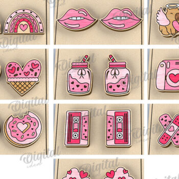 Intra απο ξύλο plywood 3mm-4mm πάχος – Πακέτο LaserCut με σκουλαρίκια για την ημέρα του Αγίου Βαλεντίνου Δίασταση  5x5 cm INTRAFABR-110111414 - Image 2