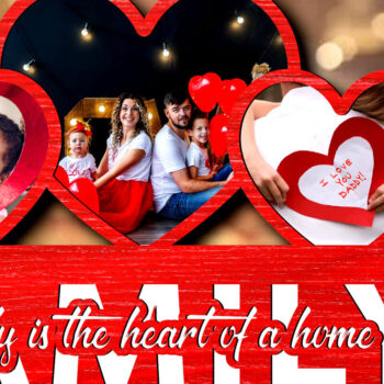 Intra απο ξύλο plywood 3mm-4mm πάχος – Κορνίζα φωτογραφιών οικογενειακό σημάδι ημέρας του Αγίου Βαλεντίνου Δίασταση  20x20 cm INTRAFABR-88126027 - Image 1