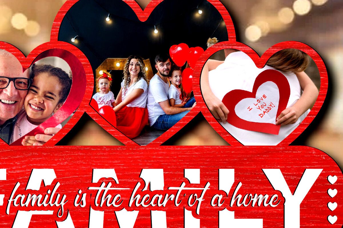 Intra απο ξύλο plywood 3mm-4mm πάχος – Κορνίζα φωτογραφιών οικογενειακό σημάδι ημέρας του Αγίου Βαλεντίνου Δίασταση  20x20 cm INTRAFABR-88126027