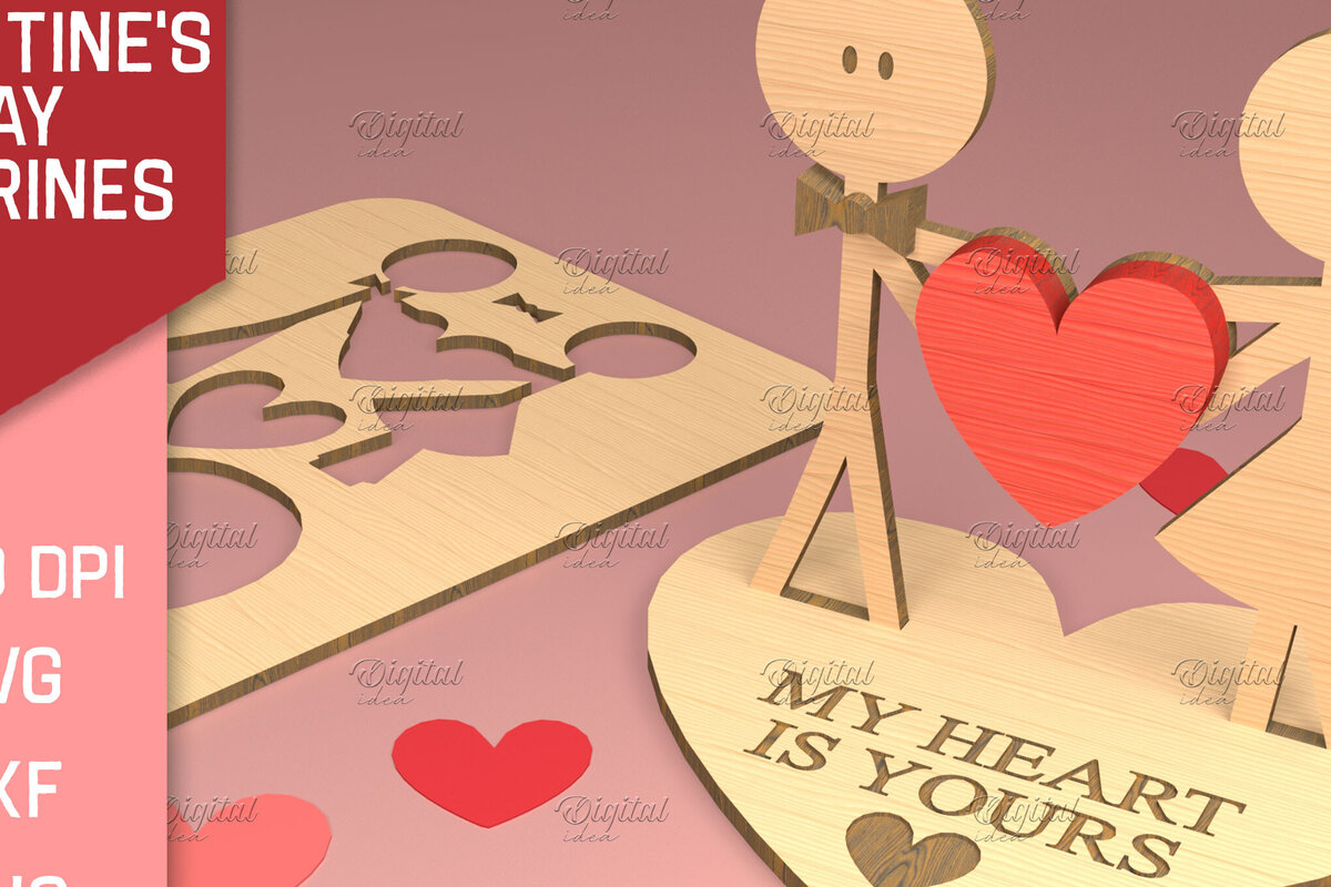 Intra απο ξύλο plywood 3mm-4mm πάχος – Ειδώλια του Αγίου Βαλεντίνου. Τρισδιάστατη Δίασταση  20x20 cm INTRAFABR-83739043