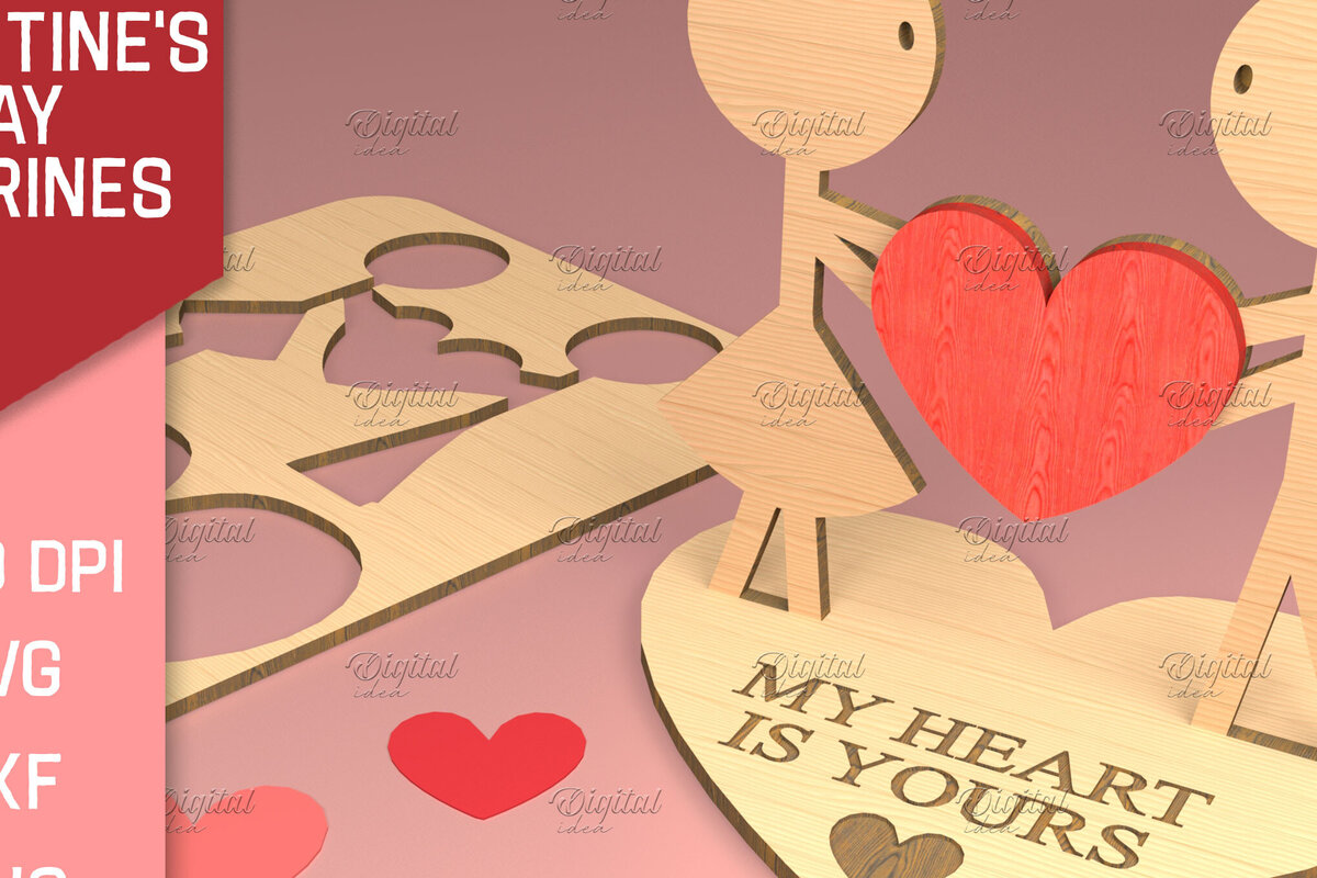 Intra απο ξύλο plywood 3mm-4mm πάχος – Ειδώλια του Αγίου Βαλεντίνου. Τρισδιάστατη Δίασταση  20x20 cm INTRAFABR-83739170