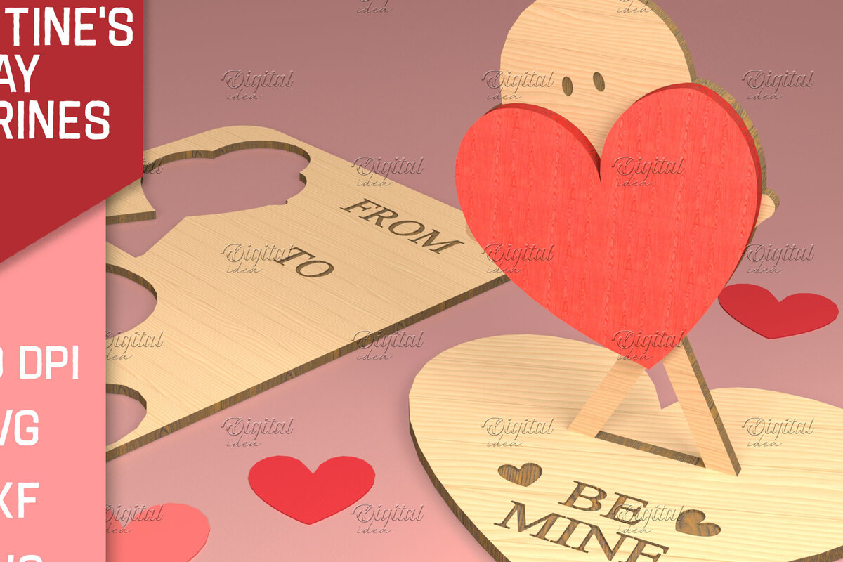 Intra απο ξύλο plywood 3mm-4mm πάχος – Ειδώλια του Αγίου Βαλεντίνου. Τρισδιάστατη Δίασταση  20x20 cm INTRAFABR-83739207