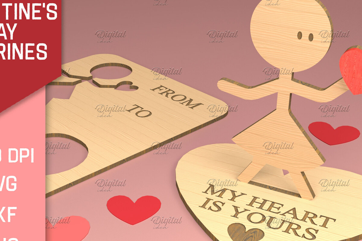 Intra απο ξύλο plywood 3mm-4mm πάχος – Ειδώλια του Αγίου Βαλεντίνου. Τρισδιάστατη Δίασταση  20x20 cm INTRAFABR-83739232