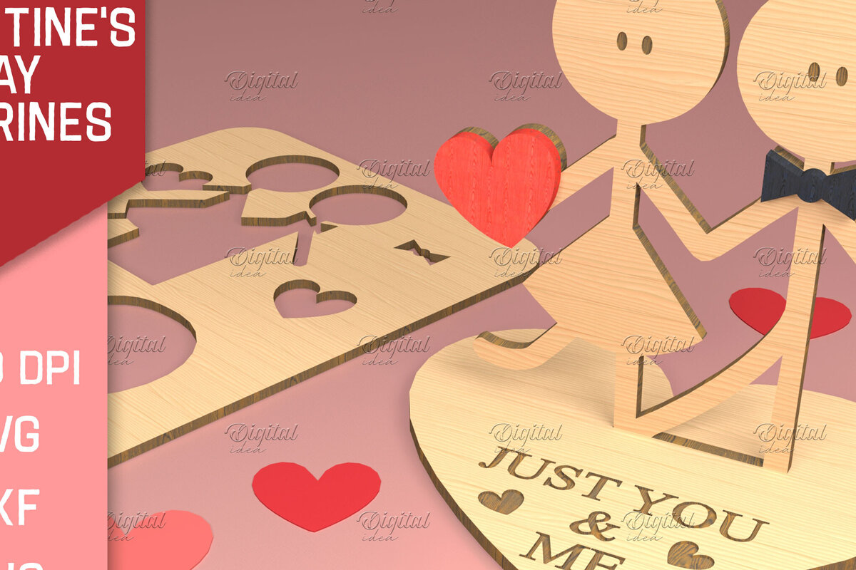 Intra απο ξύλο plywood 3mm-4mm πάχος – Ειδώλια του Αγίου Βαλεντίνου. Τρισδιάστατη Δίασταση  20x20 cm INTRAFABR-83739261