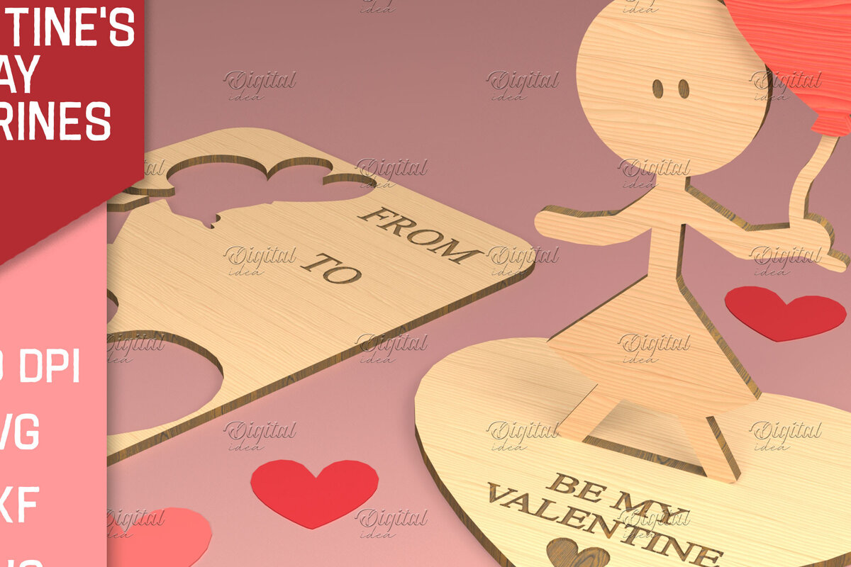 Intra απο ξύλο plywood 3mm-4mm πάχος – Ειδώλια του Αγίου Βαλεντίνου. Τρισδιάστατη Δίασταση  20x20 cm INTRAFABR-83739350