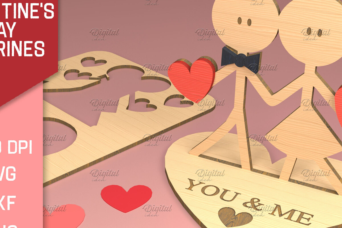 Intra απο ξύλο plywood 3mm-4mm πάχος – Ειδώλια του Αγίου Βαλεντίνου. Τρισδιάστατη Δίασταση  20x20 cm INTRAFABR-83739003