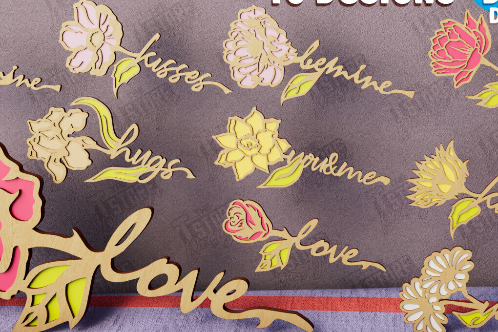 Intra απο ξύλο plywood 3mm-4mm πάχος – Πακέτο λουλουδιών του Αγίου Βαλεντίνου | Δώρο Δίασταση  20x20 cm INTRAFABR-112500160