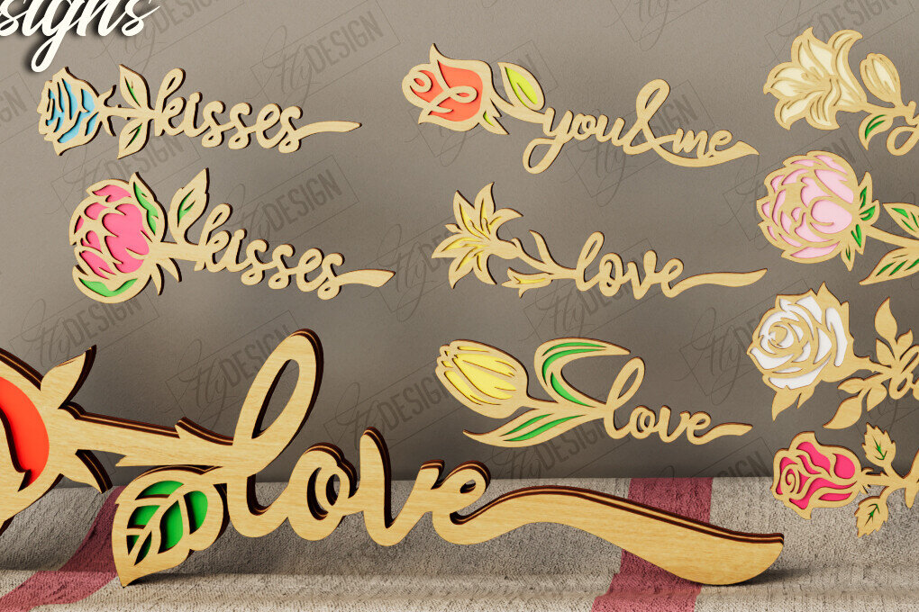 Intra απο ξύλο plywood 3mm-4mm πάχος – Πακέτο λουλουδιών του Αγίου Βαλεντίνου | Δώρο Δίασταση  20x20 cm INTRAFABR-111866373