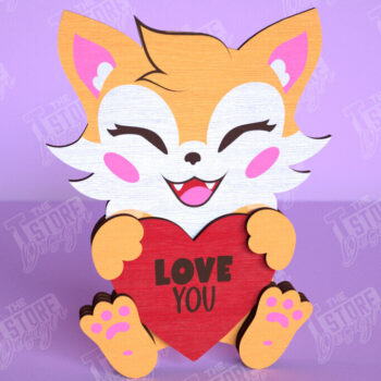 Intra απο ξύλο plywood 3mm-4mm πάχος – Ημέρα του Αγίου Βαλεντίνου Fox | Ρομαντικό Δώρο |CNC Δίασταση  20x20 cm INTRAFABR-113528554 - Image 1