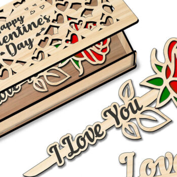 Intra απο ξύλο plywood 3mm-4mm πάχος – Κουτί δώρου για την ημέρα του Αγίου Βαλεντίνου Rose Arrow Δίασταση  20x20 cm INTRAFABR-113266752 - Image 1