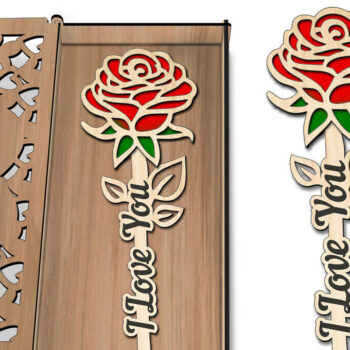 Intra απο ξύλο plywood 3mm-4mm πάχος – Κουτί δώρου για την ημέρα του Αγίου Βαλεντίνου Rose Arrow Δίασταση  20x20 cm INTRAFABR-113266752 - Image 2