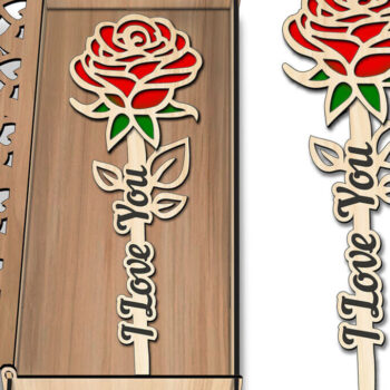 Intra απο ξύλο plywood 3mm-4mm πάχος – Κουτί δώρου για την ημέρα του Αγίου Βαλεντίνου Rose Arrow Δίασταση  20x20 cm INTRAFABR-113266752 - Image 3