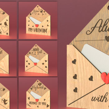 Intra απο ξύλο plywood 3mm-4mm πάχος – Πακέτο με δωροκάρτες για την ημέρα του Αγίου Βαλεντίνου Δίασταση  20x20 cm INTRAFABR-83943554 - Image 1