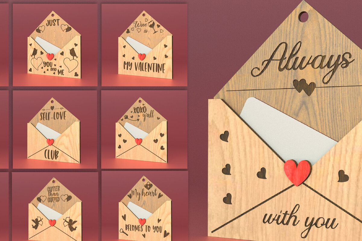 Intra απο ξύλο plywood 3mm-4mm πάχος – Πακέτο με δωροκάρτες για την ημέρα του Αγίου Βαλεντίνου Δίασταση  20x20 cm INTRAFABR-83943554