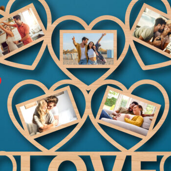 Intra απο ξύλο plywood 3mm-4mm πάχος – Δώρο για την Ημέρα του Αγίου Βαλεντίνου Κορνίζα φωτογραφιών Δίασταση  20x20 cm INTRAFABR-88433402 - Image 1