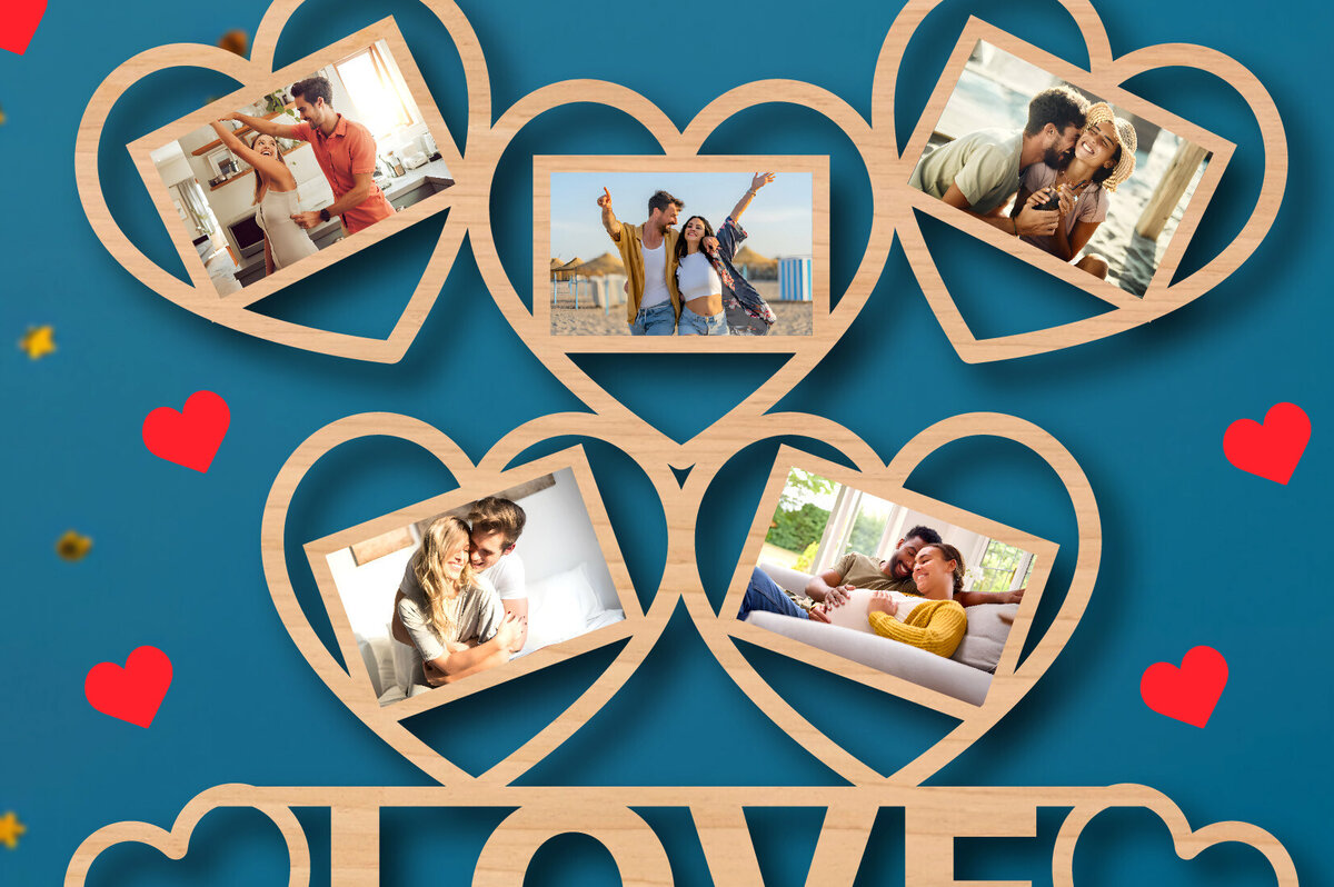 Intra απο ξύλο plywood 3mm-4mm πάχος – Δώρο για την Ημέρα του Αγίου Βαλεντίνου Κορνίζα φωτογραφιών Δίασταση  20x20 cm INTRAFABR-88433402