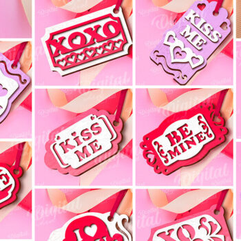 Intra απο ξύλο plywood 3mm-4mm πάχος – Ετικέτες δώρου για την ημέρα του Αγίου Βαλεντίνου Πακέτο LaserCut Δίασταση  20x20 cm INTRAFABR-113337762 - Image 2