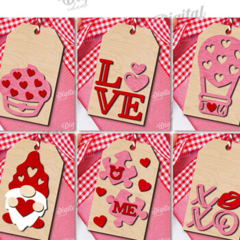 Intra απο ξύλο plywood 3mm-4mm πάχος – Ετικέτες δώρου για την ημέρα του Αγίου Βαλεντίνου Πακέτο LaserCut Δίασταση  20x20 cm INTRAFABR-110245865 - Image 2