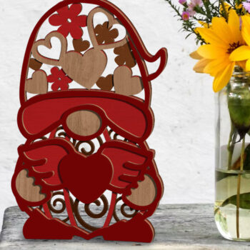 Intra απο ξύλο plywood 3mm-4mm πάχος – Gnome ημέρας του Αγίου Βαλεντίνου, πρότυπο διακόσμησης Δίασταση  20x20 cm INTRAFABR-86382611 - Image 1