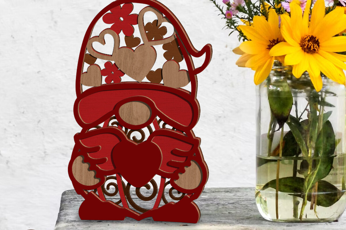 Intra απο ξύλο plywood 3mm-4mm πάχος – Gnome ημέρας του Αγίου Βαλεντίνου, πρότυπο διακόσμησης Δίασταση  20x20 cm INTRAFABR-86382611