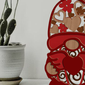 Intra απο ξύλο plywood 3mm-4mm πάχος – Gnome ημέρας του Αγίου Βαλεντίνου, πρότυπο διακόσμησης Δίασταση  20x20 cm INTRAFABR-86382611 - Image 2