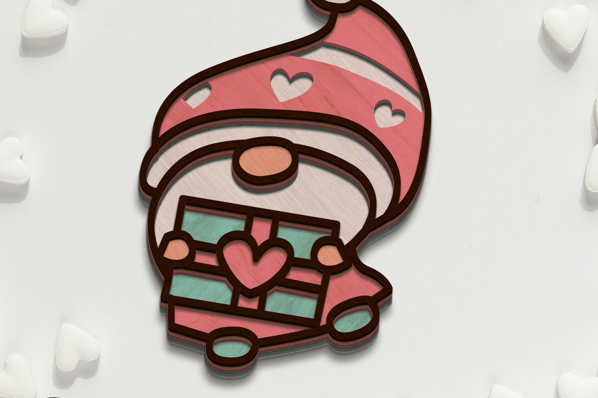 Intra απο ξύλο plywood 3mm-4mm πάχος – Διακόσμηση σπιτιού για την ημέρα του Αγίου Βαλεντίνου Gnome Δίασταση  20x20 cm INTRAFABR-88453378