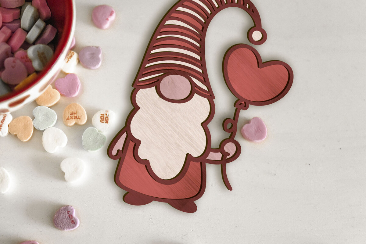 Intra απο ξύλο plywood 3mm-4mm πάχος – Gnome του Αγίου Βαλεντίνου, Διακόσμηση σπιτιού Δίασταση  20x20 cm INTRAFABR-86494739