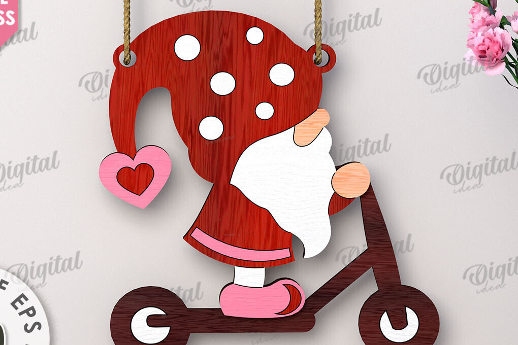 Intra απο ξύλο plywood 3mm-4mm πάχος – Κοπή λέιζερ Gnome για την Ημέρα του Αγίου Βαλεντίνου Δίασταση  20x20 cm INTRAFABR-112500737