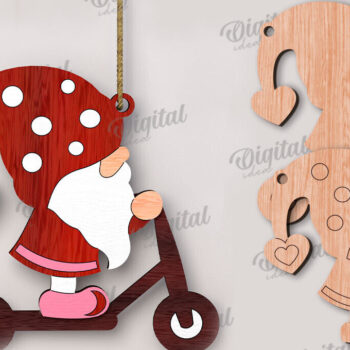 Intra απο ξύλο plywood 3mm-4mm πάχος – Κοπή λέιζερ Gnome για την Ημέρα του Αγίου Βαλεντίνου Δίασταση  20x20 cm INTRAFABR-112500737 - Image 3