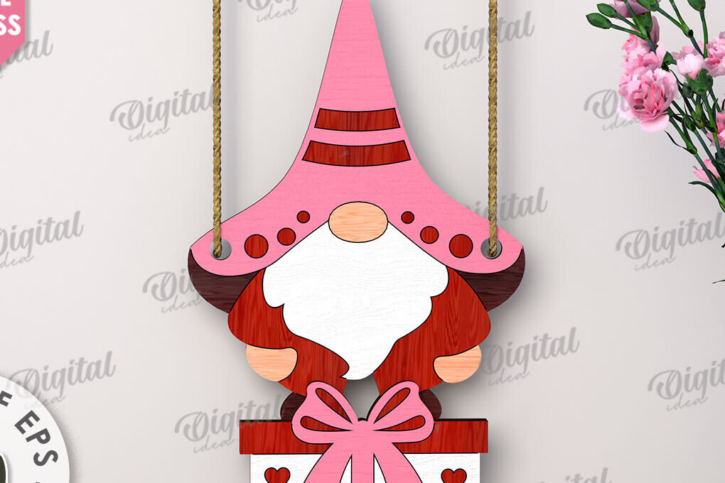 Intra απο ξύλο plywood 3mm-4mm πάχος – Κοπή λέιζερ Gnome για την Ημέρα του Αγίου Βαλεντίνου Δίασταση  20x20 cm INTRAFABR-112500540