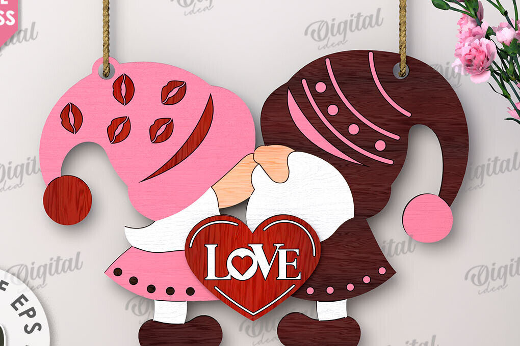 Intra απο ξύλο plywood 3mm-4mm πάχος – Κοπή λέιζερ Gnome για την Ημέρα του Αγίου Βαλεντίνου Δίασταση  20x20 cm INTRAFABR-112500587