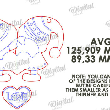 Intra απο ξύλο plywood 3mm-4mm πάχος – Κοπή λέιζερ Gnome για την Ημέρα του Αγίου Βαλεντίνου Δίασταση  20x20 cm INTRAFABR-112500587 - Image 2