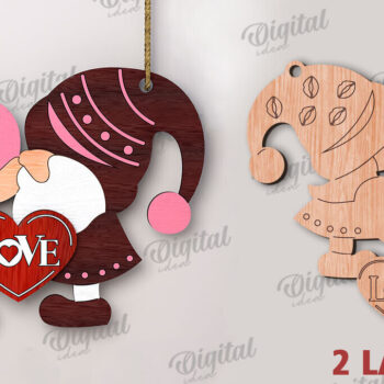 Intra απο ξύλο plywood 3mm-4mm πάχος – Κοπή λέιζερ Gnome για την Ημέρα του Αγίου Βαλεντίνου Δίασταση  20x20 cm INTRAFABR-112500587 - Image 3