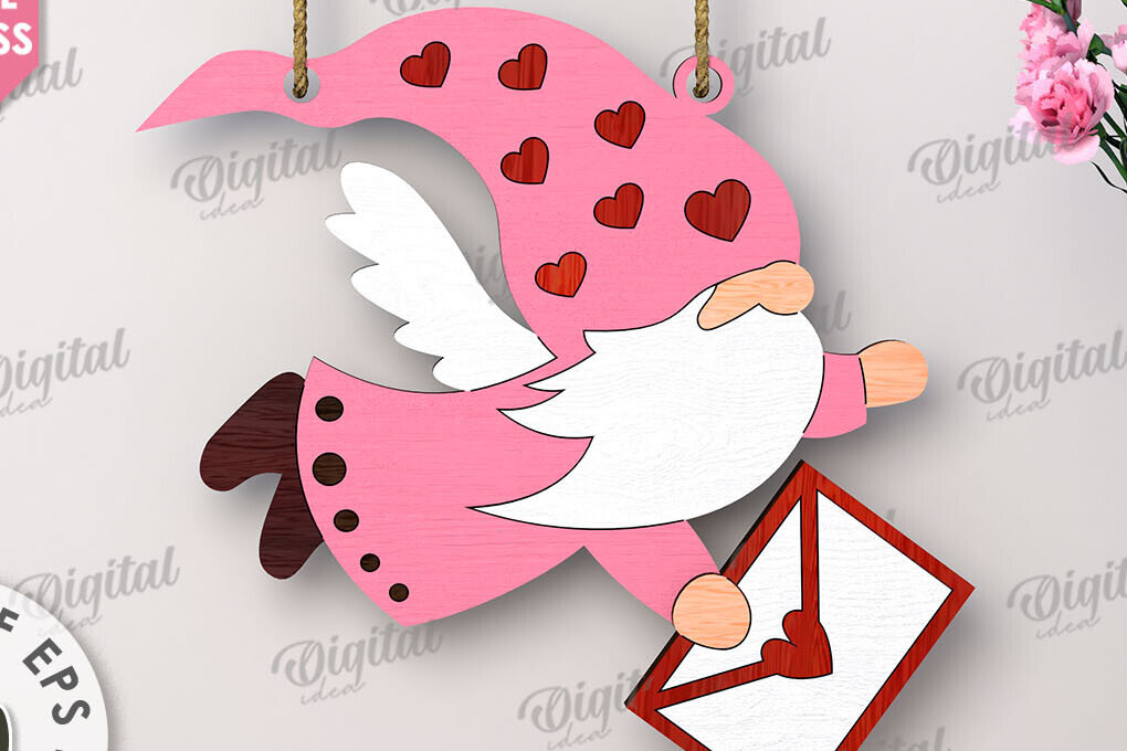 Intra απο ξύλο plywood 3mm-4mm πάχος – Κοπή λέιζερ Gnome για την Ημέρα του Αγίου Βαλεντίνου Δίασταση  20x20 cm INTRAFABR-112500604