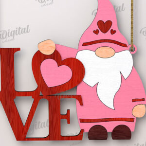 Intra απο ξύλο plywood 3mm-4mm πάχος – Κοπή λέιζερ Gnome για την Ημέρα του Αγίου Βαλεντίνου Δίασταση  20x20 cm INTRAFABR-112500618