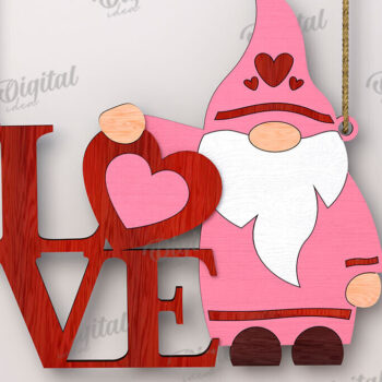 Intra απο ξύλο plywood 3mm-4mm πάχος – Κοπή λέιζερ Gnome για την Ημέρα του Αγίου Βαλεντίνου Δίασταση  20x20 cm INTRAFABR-112500618 - Image 1