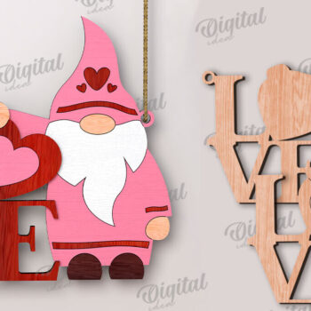 Intra απο ξύλο plywood 3mm-4mm πάχος – Κοπή λέιζερ Gnome για την Ημέρα του Αγίου Βαλεντίνου Δίασταση  20x20 cm INTRAFABR-112500618 - Image 3