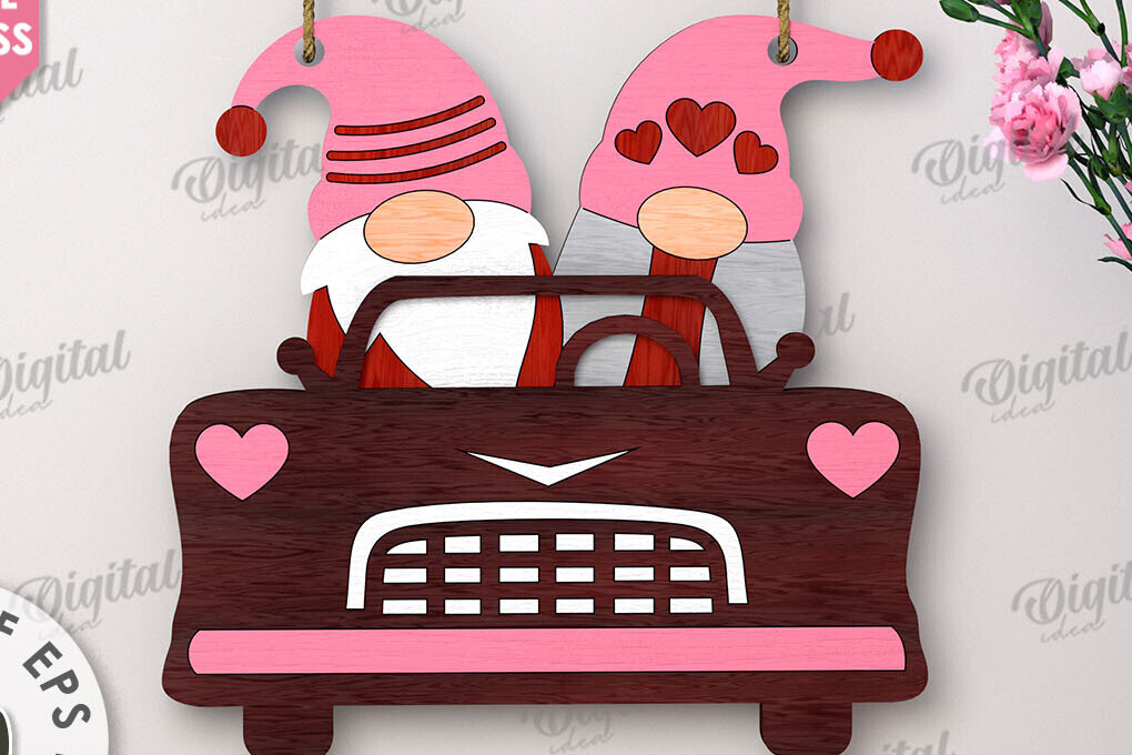 Intra απο ξύλο plywood 3mm-4mm πάχος – Κοπή λέιζερ Gnome για την Ημέρα του Αγίου Βαλεντίνου Δίασταση  20x20 cm INTRAFABR-112500649